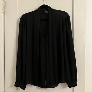 J crew button down tie neck blouse chiffon